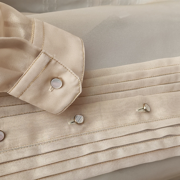 Dolce and Gabbana Gold Pintuck Blouse - Picture 6 of 11